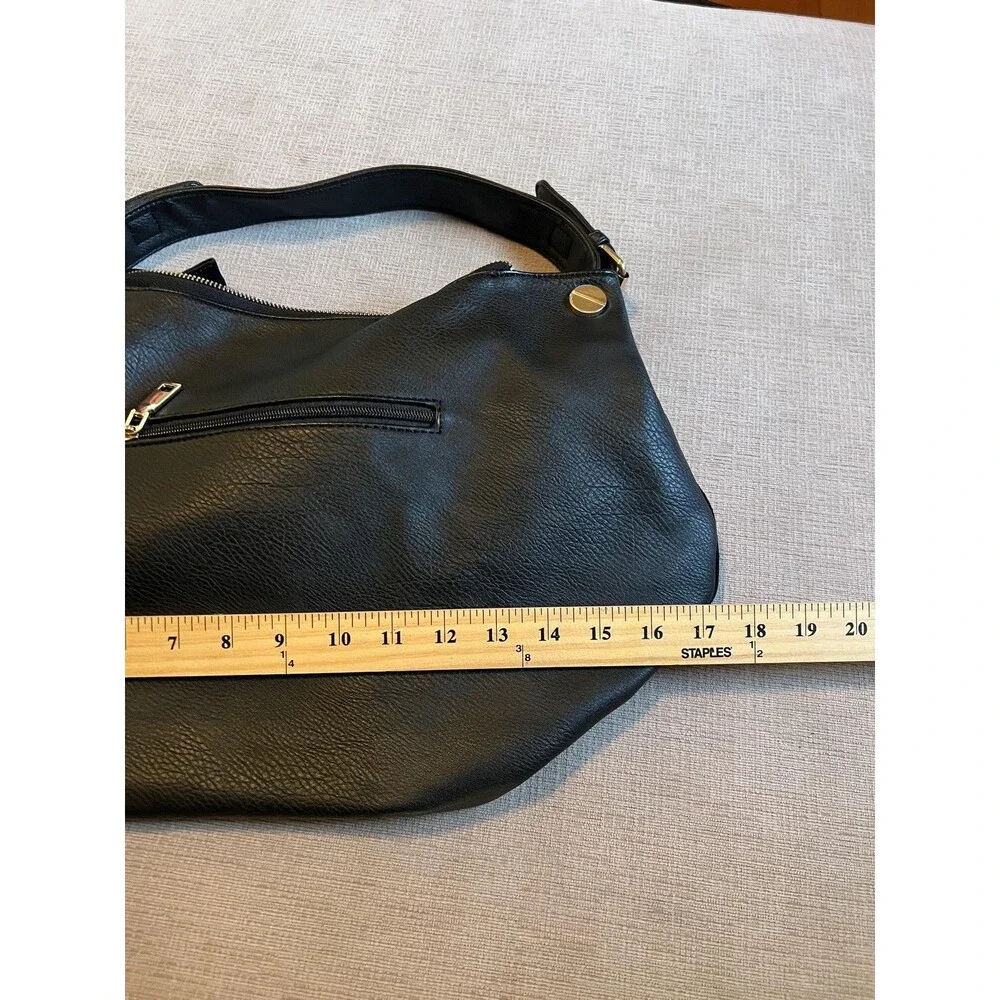 Nico Louise Shoulder Bag Womens One Size Black Hobo Pebbled Suede Gold Hardware